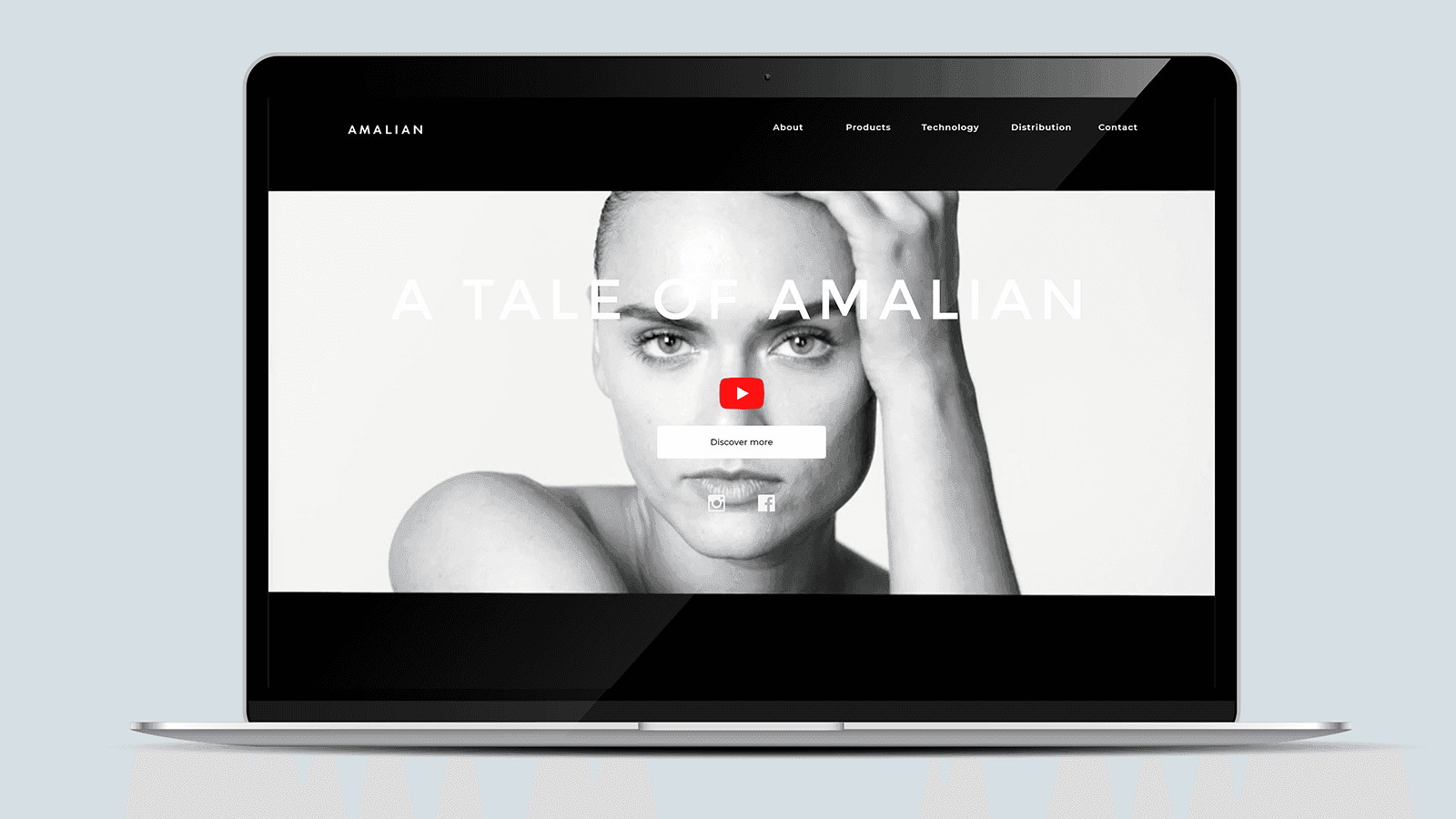 Screenshot of the Amalian homepage on a laptop