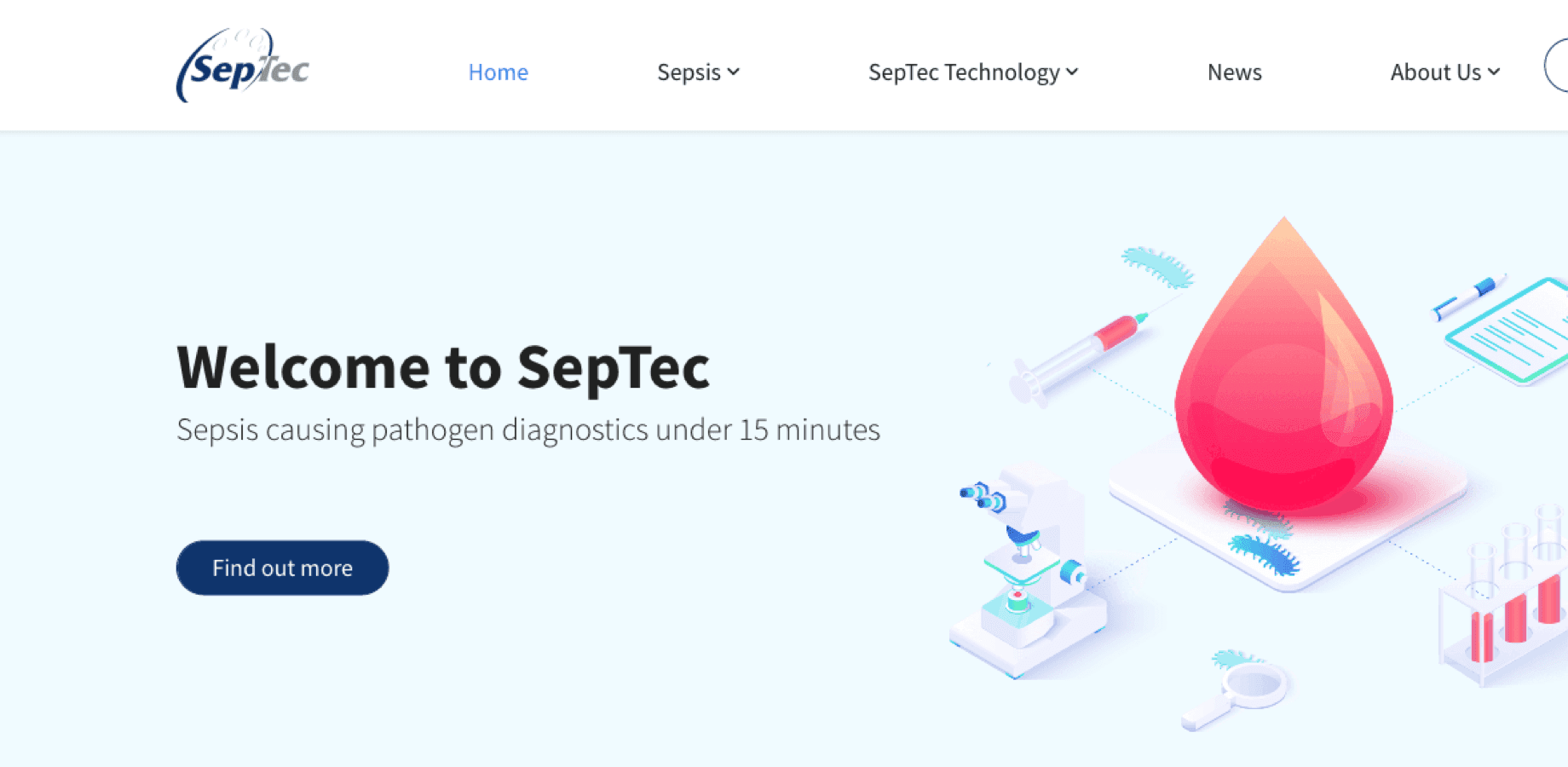 Screenshot of the Septec homepage