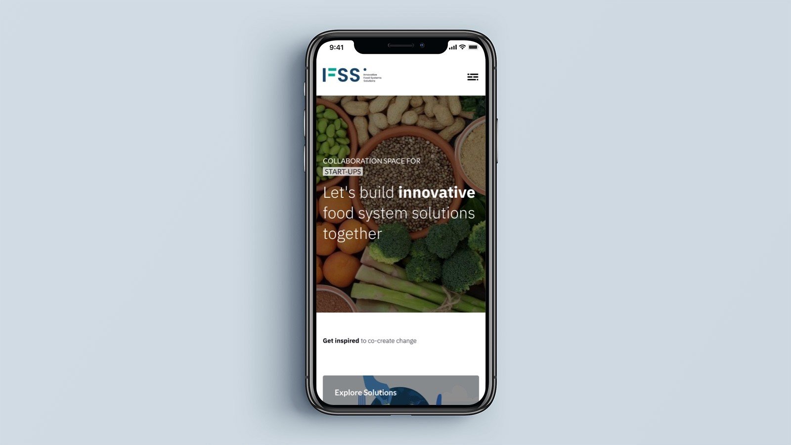 Screenshot of the IFSS homepage on a mobile phone
