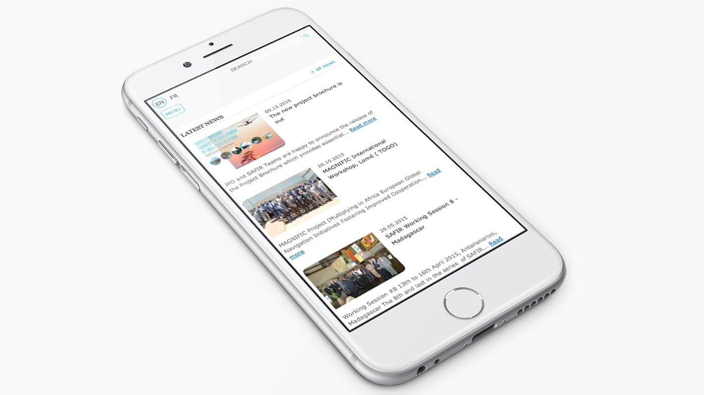 Screenshot of the Aviation Africa-EU homepage on a mobile phone