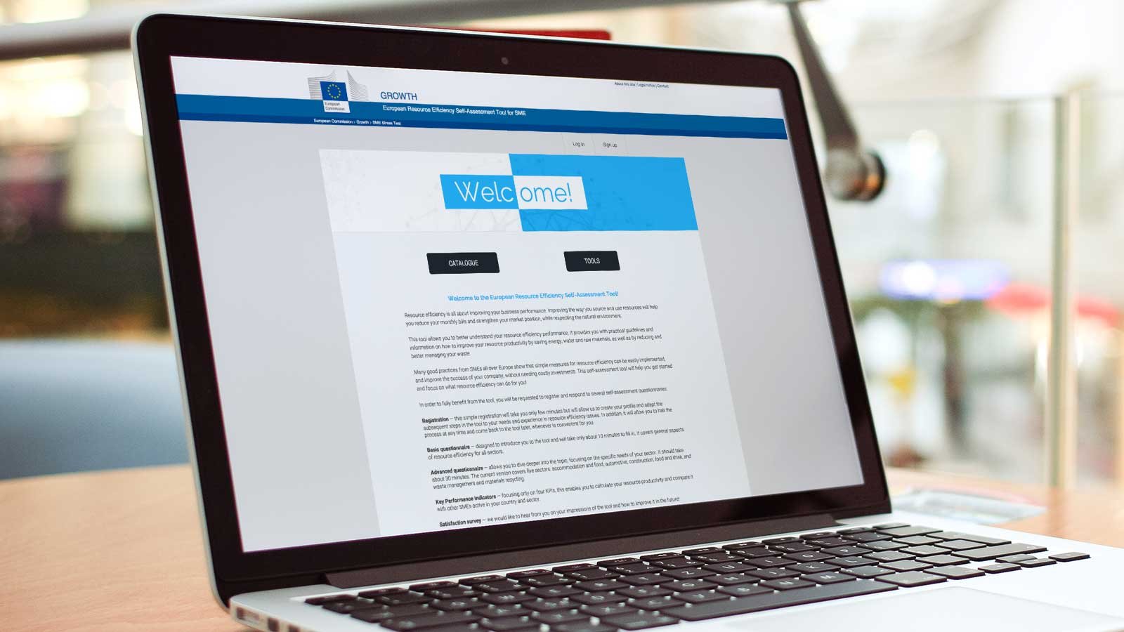 Screenshot of the SME Stress Test homepage on a laptop