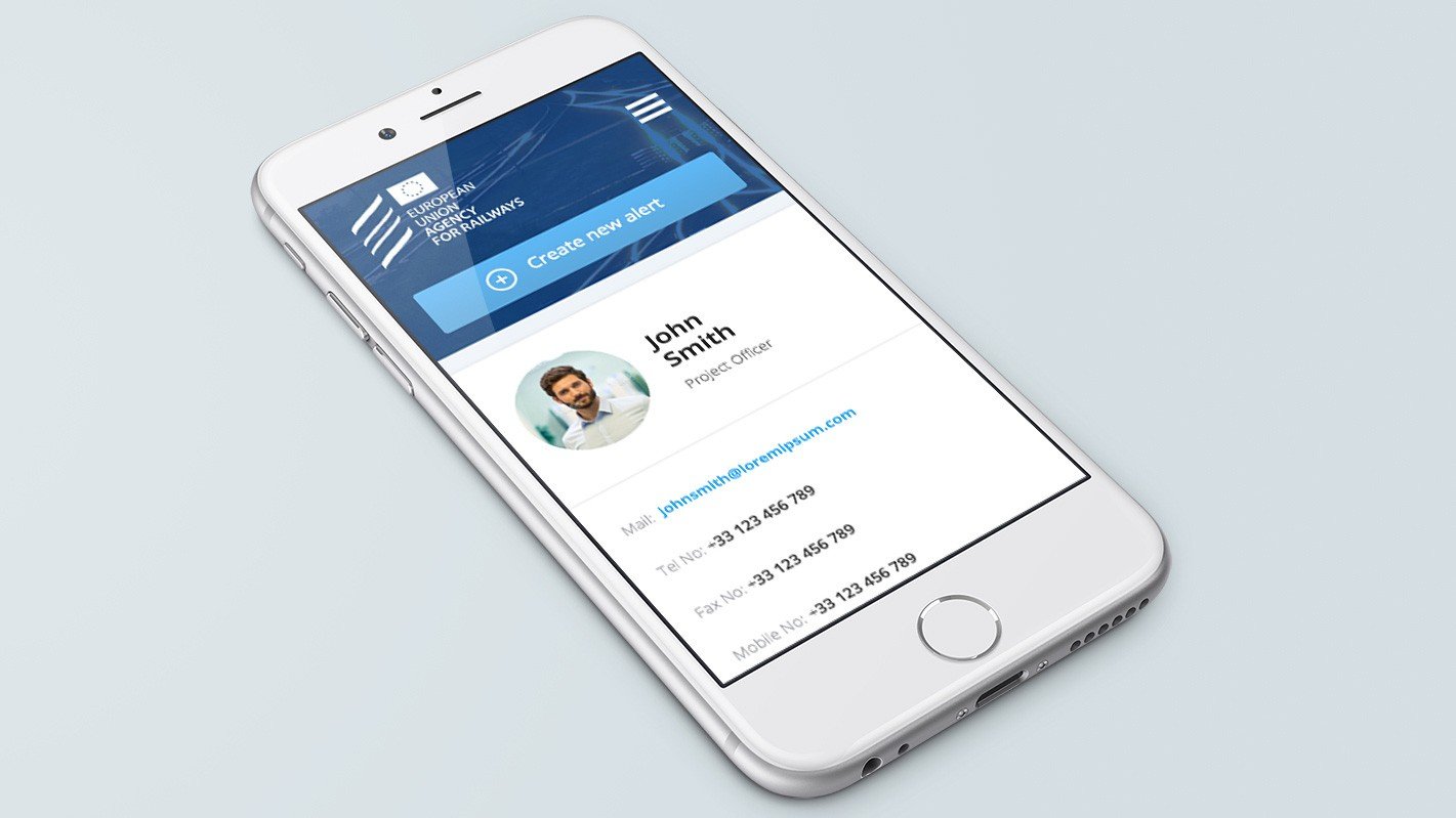 Screenshot of the European Union Agency for Railways SAIT homepage on a mobile phone