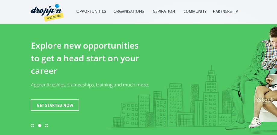 Screenshot of the Drop'pin @EURES homepage