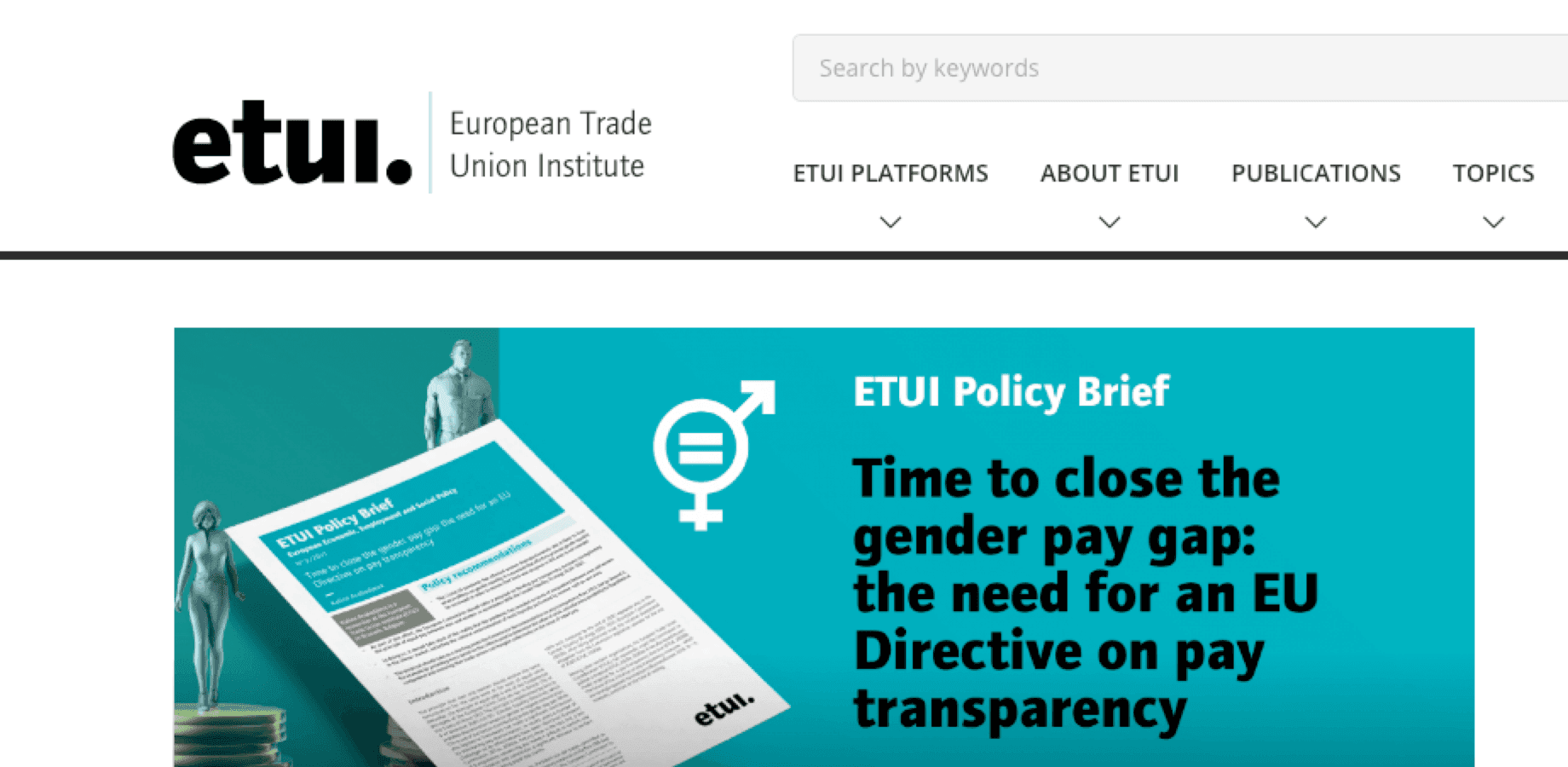 Screenshot of the ETUI homepage