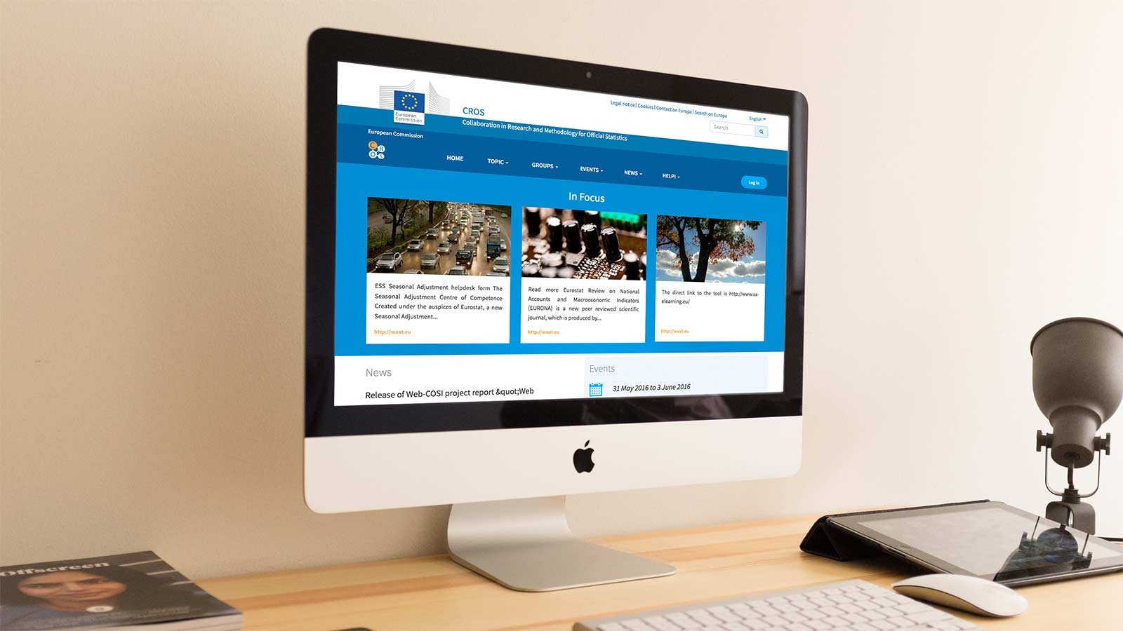 Screenshot of the CROS homepage on a laptop