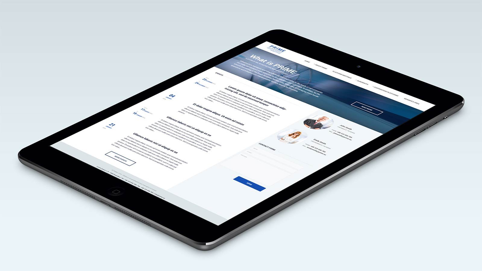 Screenshot of the Prime homepage on a tablet