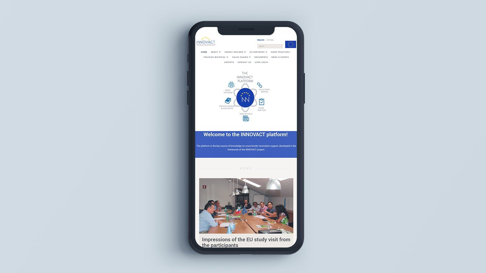 Screenshot of the Innovact homepage on a laptop