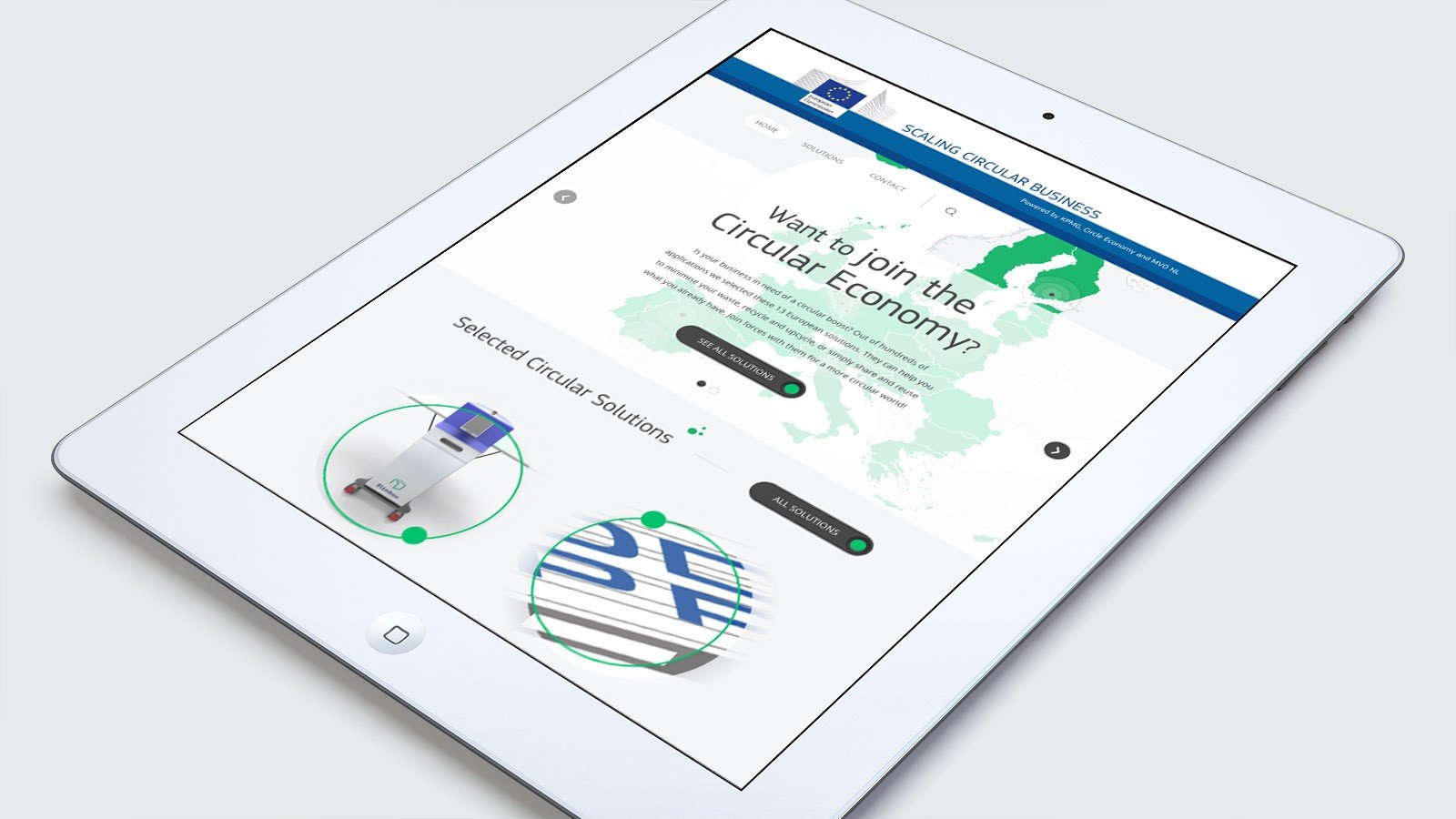 Screenshot of the Scaling Circular Business homepage on a tablet